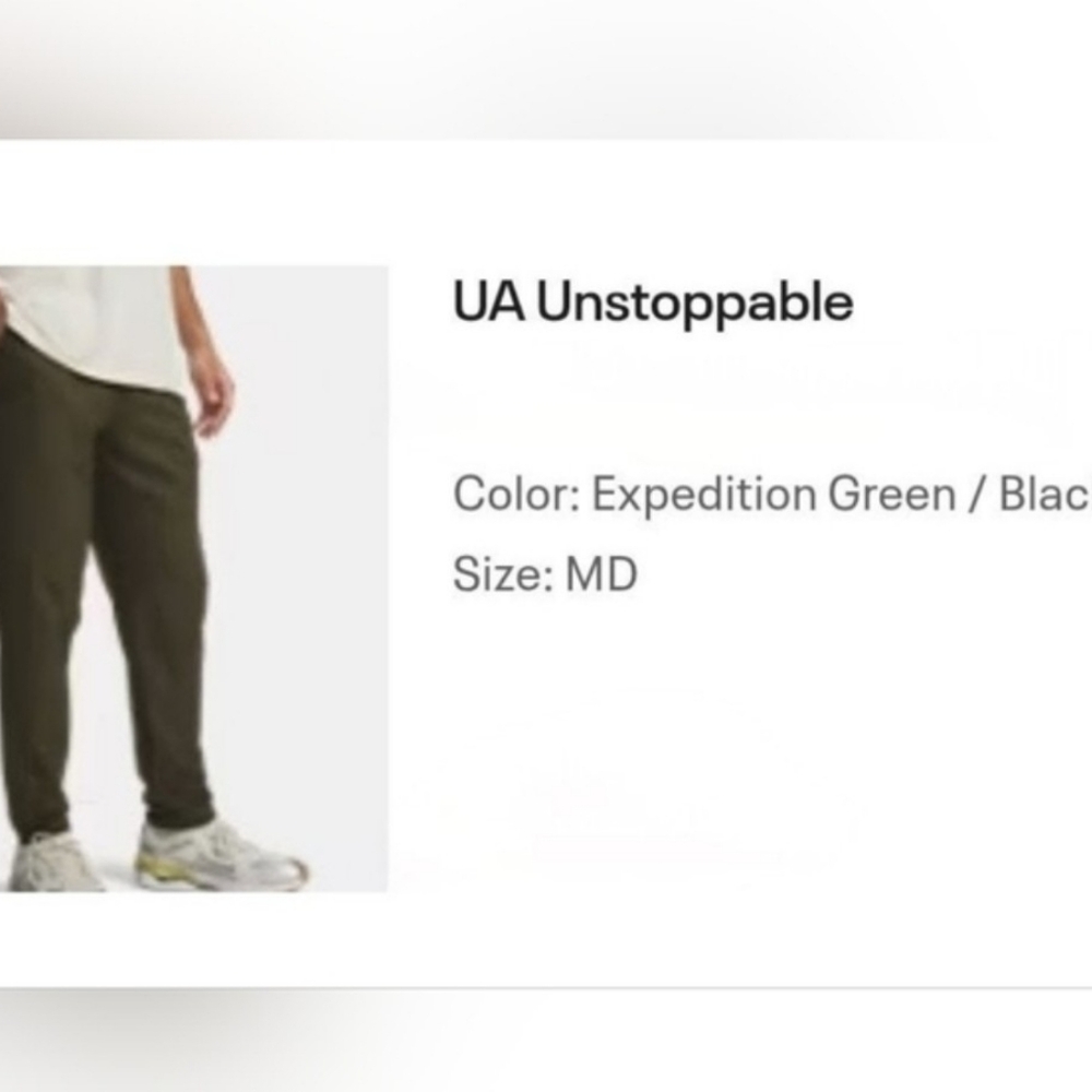 Under Armour Men's Unstoppable Joggers - Green and Black - Picture 6 of 6